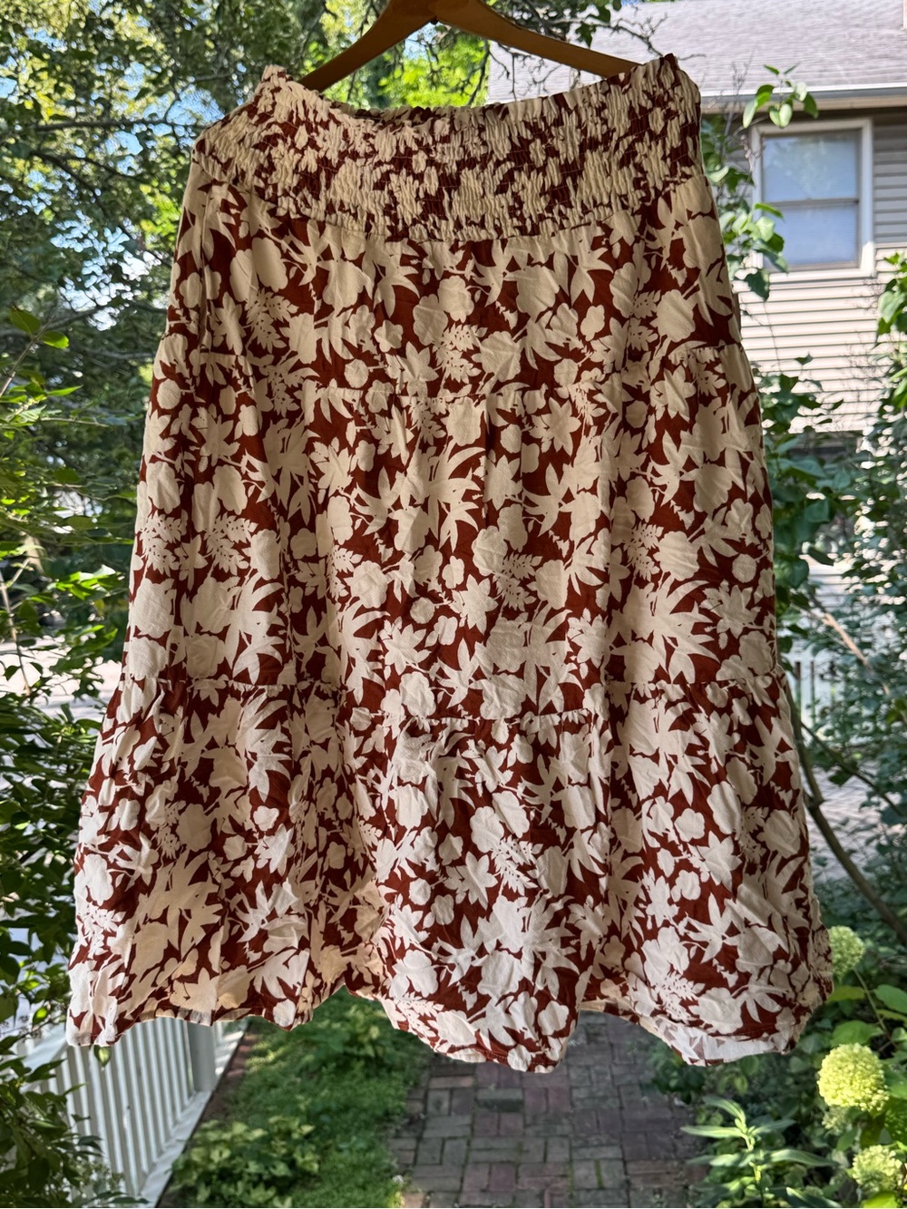Universal Thread Floral Maxi Skirt - Cream and Brown
